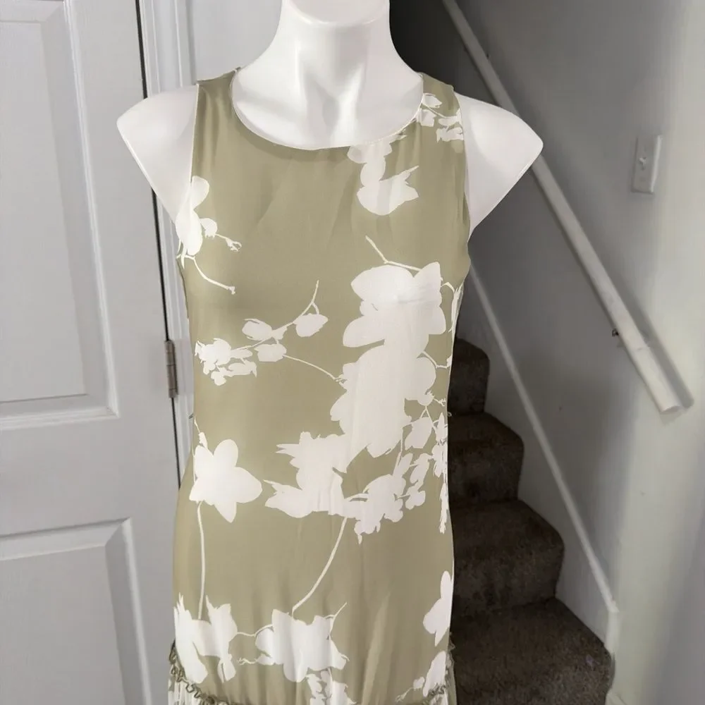 Frank Lyman Design Olive and White Floral Maxi Dress size 4 NWT - Picture 2 of 8